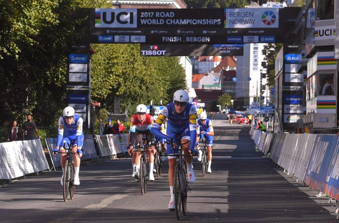 Wereldkampioenschap in Bergen - training ploegentijdrit