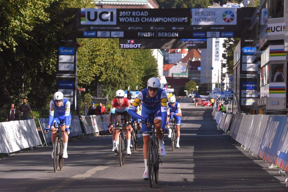 Wereldkampioenschap in Bergen - training ploegentijdrit