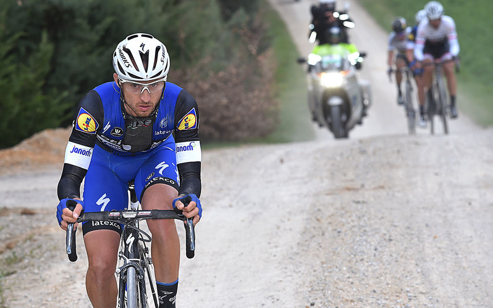 Stybar and Brambilla on the podium after epic Strade Bianche