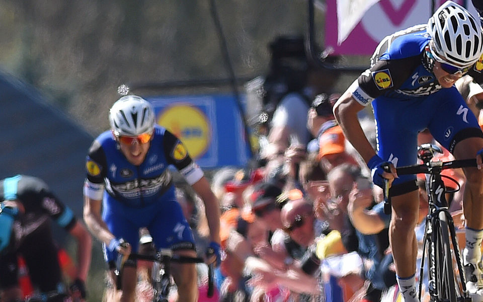 Alaphilippe en Martin finish op het Flèche Wallonne podium